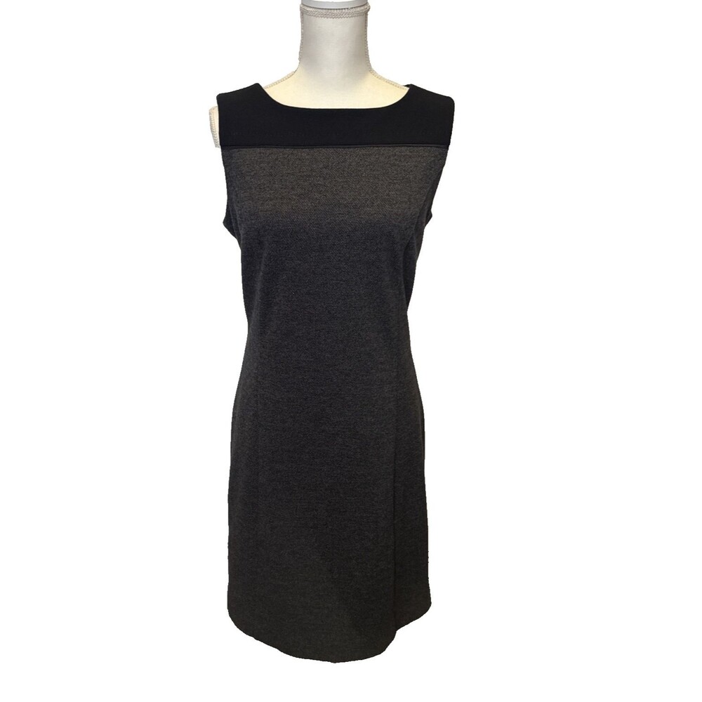 Coldwater Creek Sheath Dress M 10-12 Colorblock Office Business Black Grey